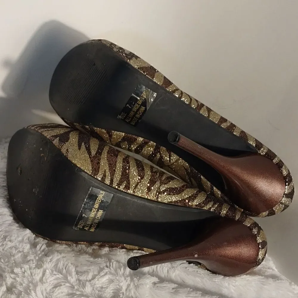 Qupid Zebra Glitter Platforms